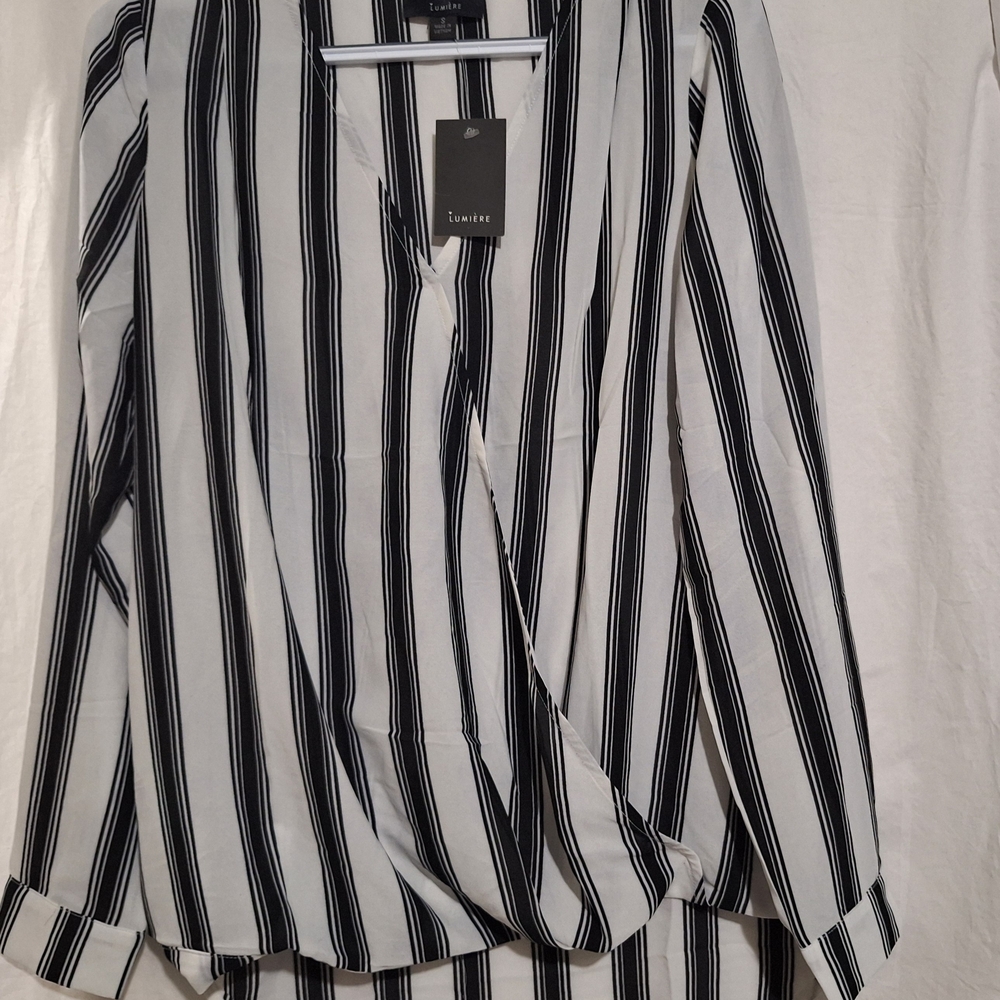 Lou & Grey Black and White Striped Blouse
